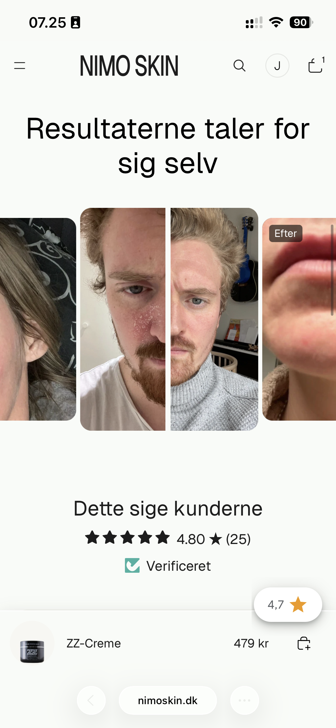 Before/after slider — visual proof of product results
